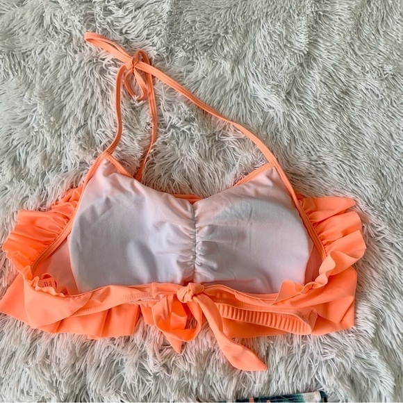 Nwot Peach Palm Tree High Waist Halter Ruffle Bikini - Picture 10 of 13